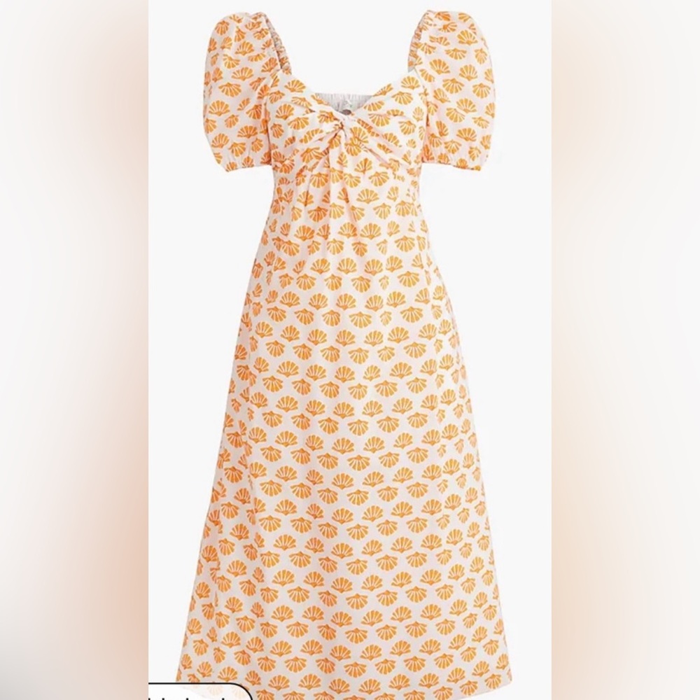 J. Crew Orange and White Shell Print Maxi Dress